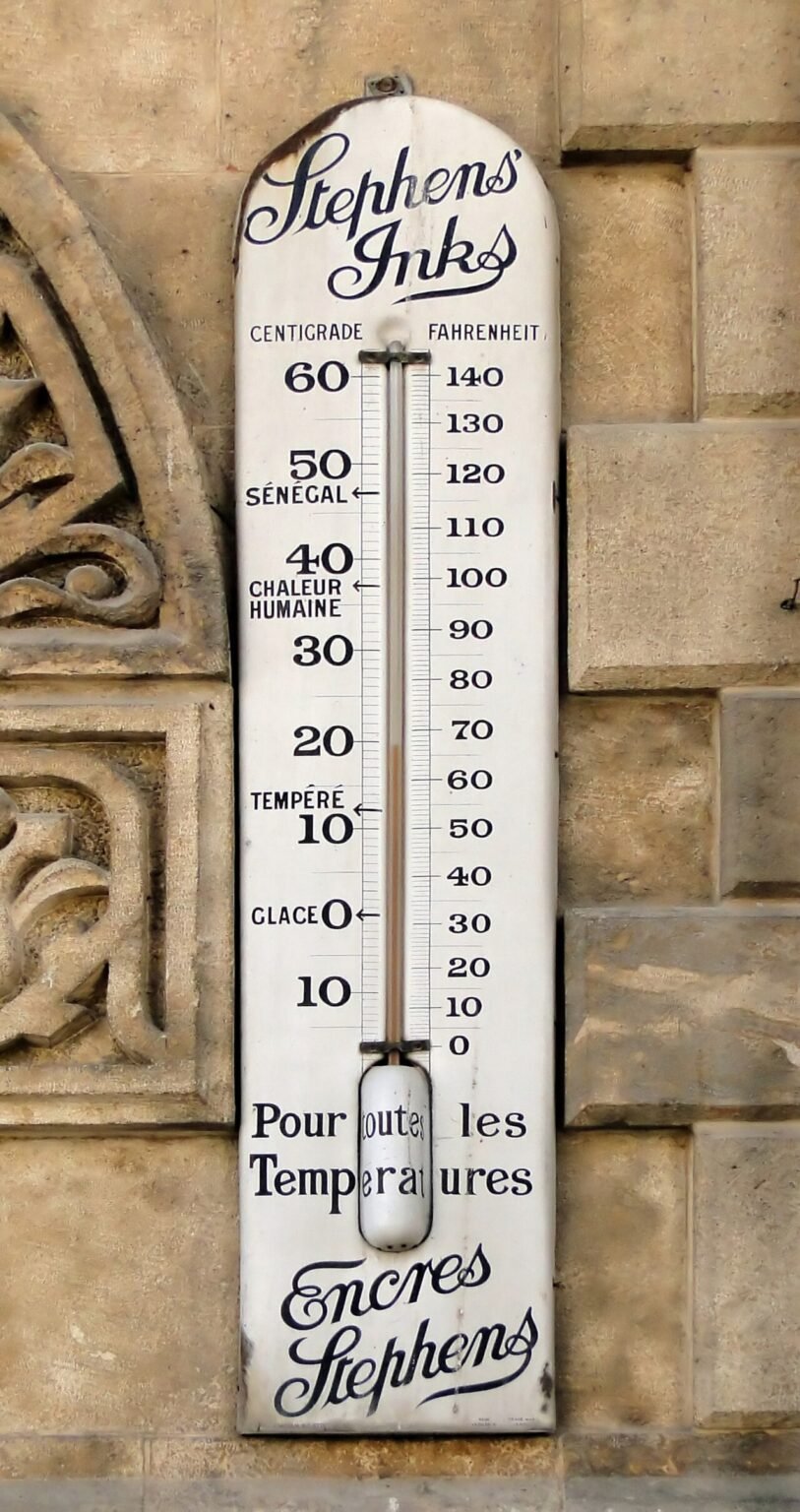 Outdoor thermometer at a hotel
