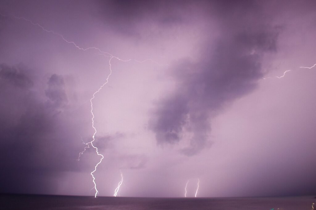 How Are Weather Forecasts Made? Lightning strike in the evening sky