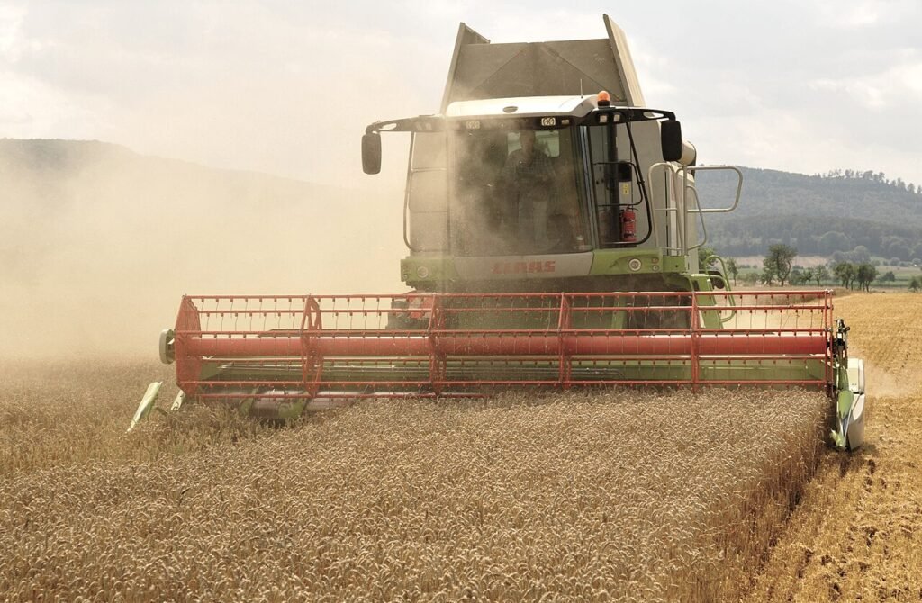 Rain Forecast for Farmers Wheat harvest with a combine harvester