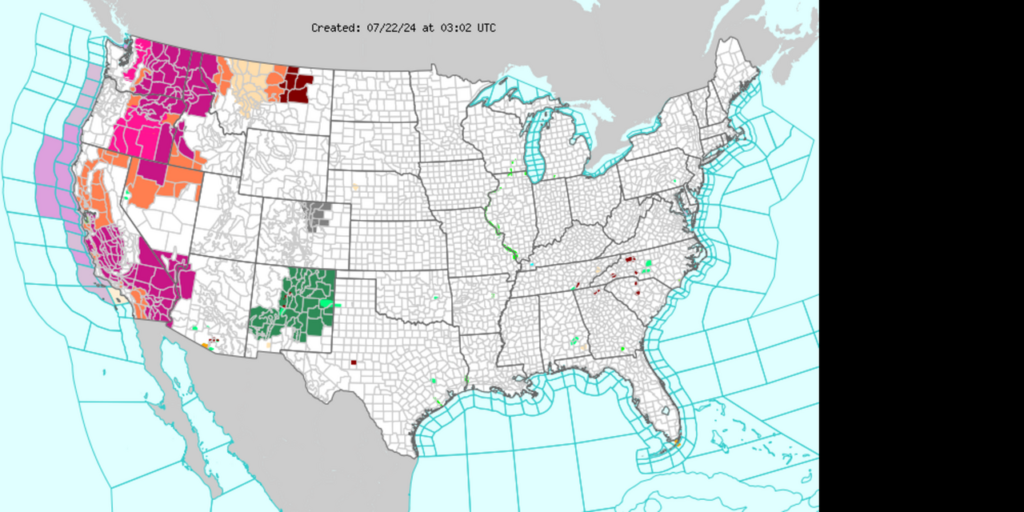 NOAA 7-day weather forecast map
